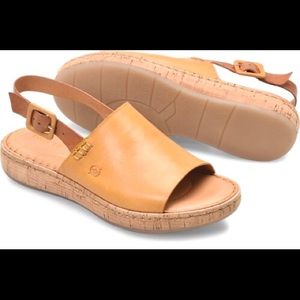 Born Fremont yellow brown slingback slide sandal NEW